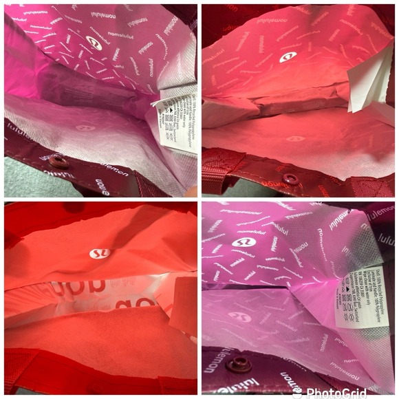 Bundle Of 4 Lululemon Red Burgundy Small Tote Bags Reusable Lot Of Four - Picture 16 of 16